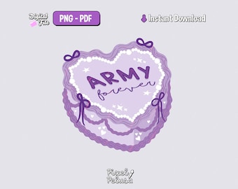 Purple heart cake kpop | kpop PNG | Digital Kpop Stickers | kpop decal