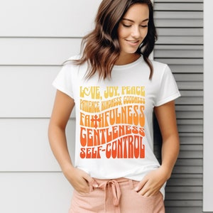 Groovy Fruit of the Spirit Galatians 5 Shirt, Christian Shirt, Christian Gifts, Gifts for Her, Peace and Love Shirt, Bible Verse Shirt