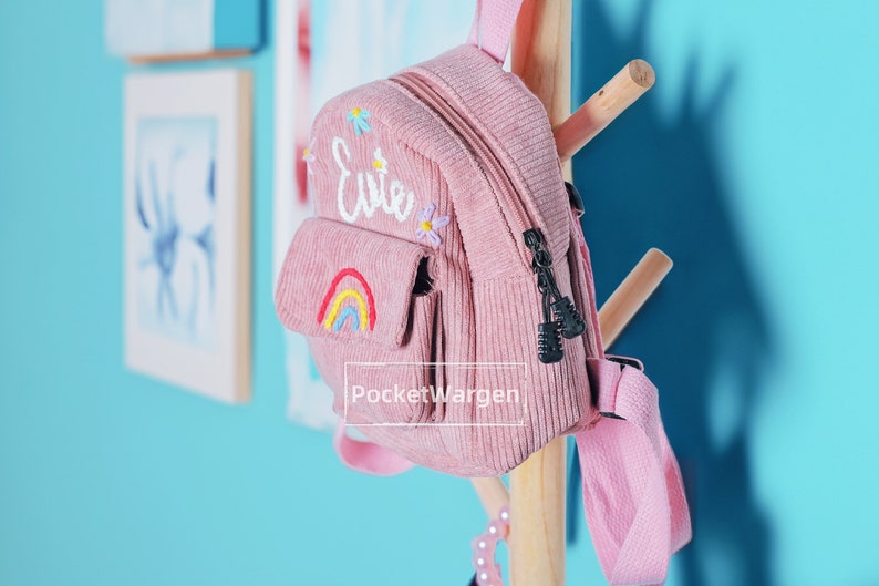 Personalisierter Kinder Mini-Rucksack: Handbestickter individueller Namenstasche Bild 7