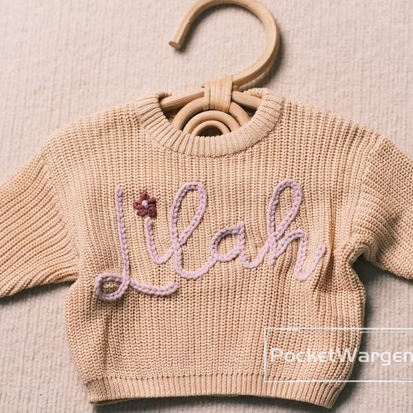 Bespoke Baby jumper: Hand-Embroidered Name & Monogram - A Treasured Gift from Auntie to Your Little One