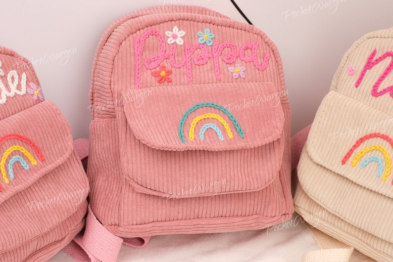 Mini zaino personalizzato per bambini: borsa con nome personalizzato ricamato a mano immagine 1