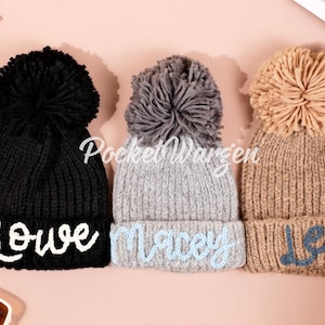 Custom Pom Pom Baby Hat – Unique Knit Beanie for Toddlers – Ideal Personalized Gift for Boys and Girls