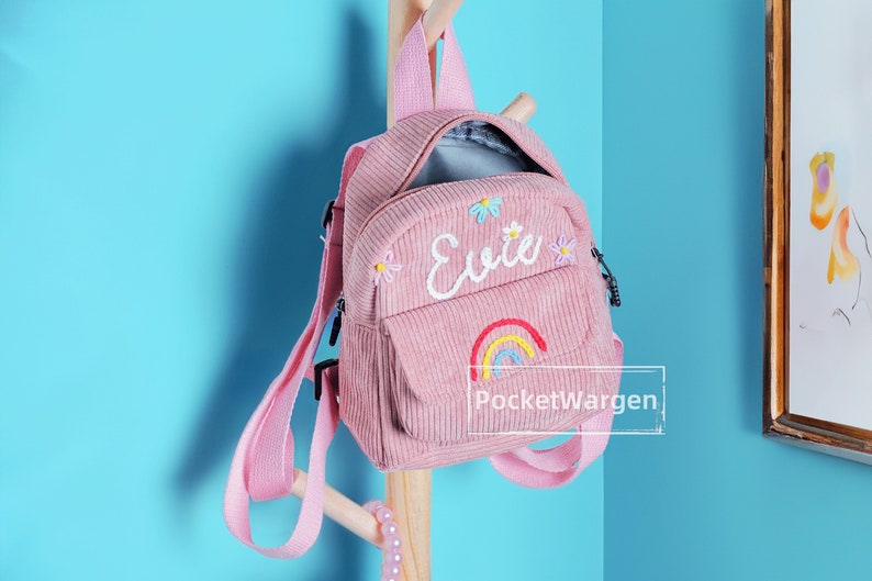 Personalisierter Kinder Mini-Rucksack: Handbestickter individueller Namenstasche Bild 6