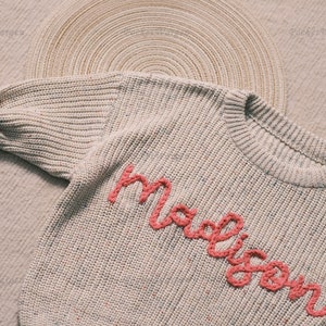 Bespoke Baby jumper: Hand-Embroidered Name & Monogram A Treasured Gift from Auntie to Your Little One image 3