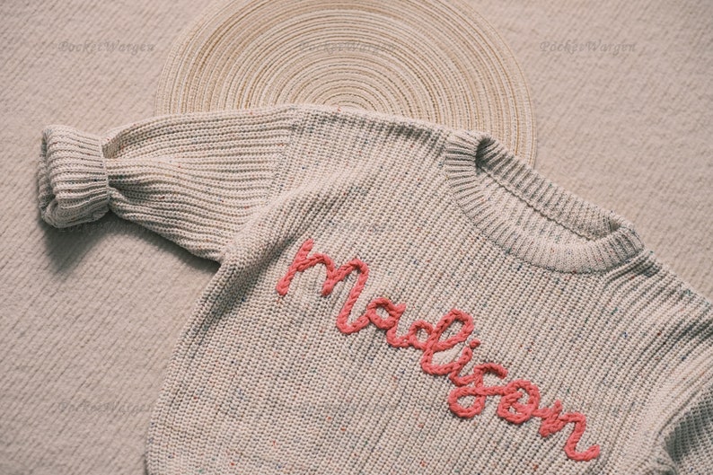 Bespoke Baby jumper: Hand-Embroidered Name & Monogram A Treasured Gift from Auntie to Your Little One image 3