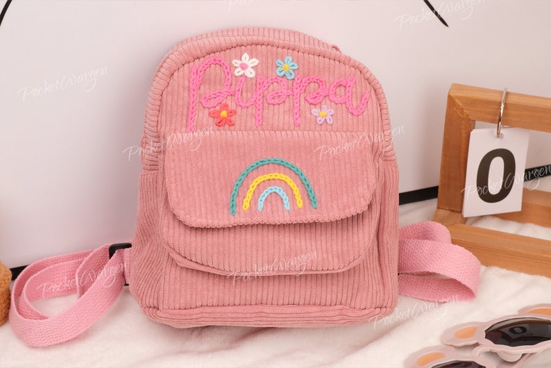 Personalized Kids Mini Backpack: Hand-Embroidered Custom Name Bag zdjęcie 4