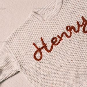 Bespoke Baby jumper: Hand-Embroidered Name & Monogram A Treasured Gift from Auntie to Your Little One image 1