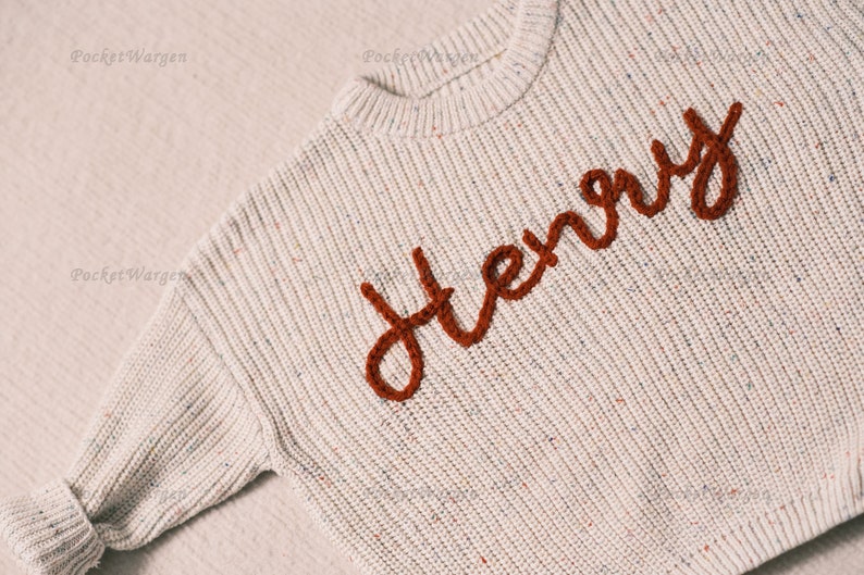 Bespoke Baby jumper: Hand-Embroidered Name & Monogram A Treasured Gift from Auntie to Your Little One image 1