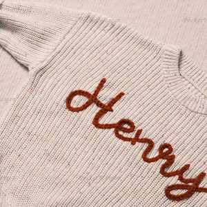 Bespoke Baby jumper: Hand-Embroidered Name & Monogram A Treasured Gift from Auntie to Your Little One image 2