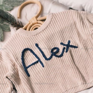 Bespoke Baby jumper: Hand-Embroidered Name & Monogram - A Treasured Gift from Auntie to Your Little One