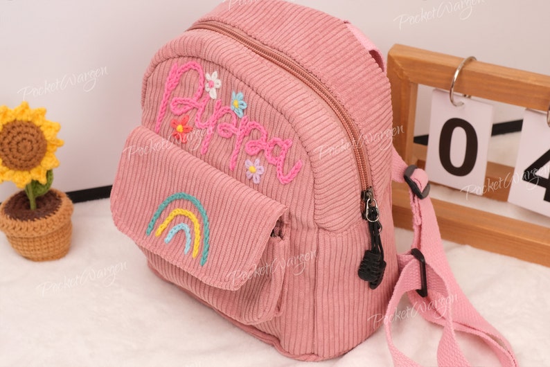 Personalized Kids Mini Backpack: Hand-Embroidered Custom Name Bag zdjęcie 5