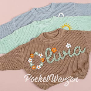 Bespoke Baby jumper: Hand-Embroidered Name & Monogram - A Treasured Gift from Auntie to Your Little One-Christmas gift
