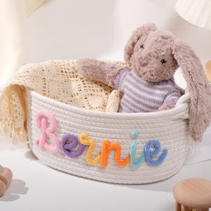 Personalisierter Baby Namen Korb - Handgemachter Aufbewahrungsbehälter für Spielzeug & Kinderzimmer, individuelles Geschenk für Babyparty oder Kinderzimmer