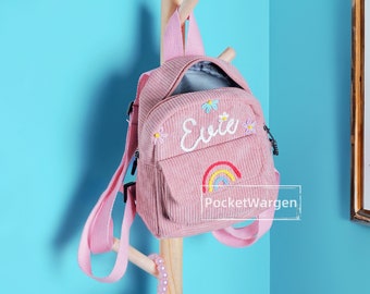 Personalisierter Kinder Mini-Rucksack: Handbestickter individueller Namenstasche