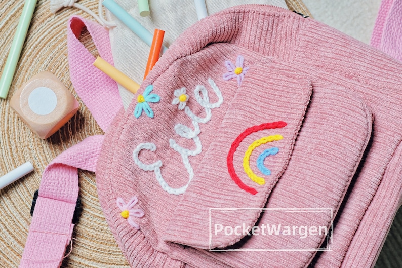 Personalized Kids Mini Backpack: Hand-Embroidered Custom Name Bag zdjęcie 7