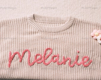 Bespoke Christmas Baby jumper: Hand-Embroidered Name & Monogram - A Treasured Gift from Auntie to Your Little One