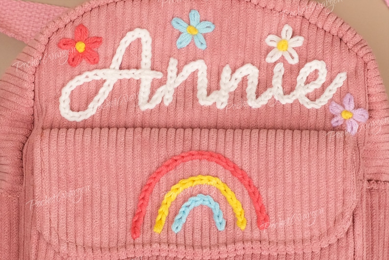 Personalized Kids Mini Backpack: Hand-Embroidered Custom Name Bag zdjęcie 6