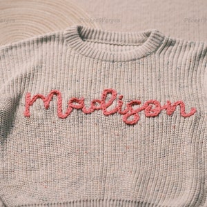 Bespoke Baby jumper: Hand-Embroidered Name & Monogram A Treasured Gift from Auntie to Your Little One image 5