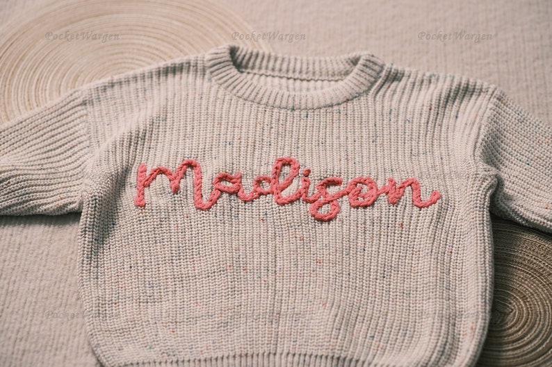 Bespoke Baby jumper: Hand-Embroidered Name & Monogram A Treasured Gift from Auntie to Your Little One image 5