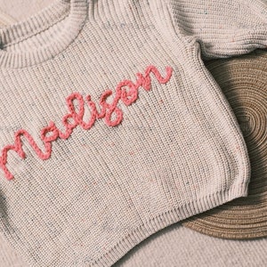 Bespoke Baby jumper: Hand-Embroidered Name & Monogram A Treasured Gift from Auntie to Your Little One image 4