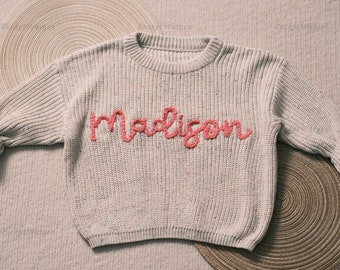 Bespoke Baby jumper: Hand-Embroidered Name & Monogram - A Treasured Gift from Auntie to Your Little One