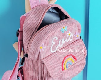 Personalisierter Kinder Mini-Rucksack: Handbestickter individueller Namenstasche