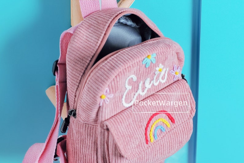 Personalisierter Kinder Mini-Rucksack: Handbestickter individueller Namenstasche Bild 1