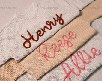 Bespoke Christmas Baby jumper: Hand-Embroidered Name & Monogram - A Treasured Gift from Auntie to Your Little One