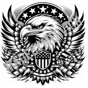 Laser Engrave PNG - American Eagle Flag Seal  / Laser Ready / PNG for Engraving / Laser Engrave Image / Digital File / Laser Engrave File