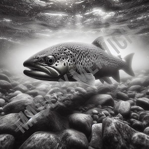 Laser Engrave PNG - Brown Trout | River Trout | Speckled | Laser Ready / Laser Ready / PNG for Engraving /  PNG Burn / Laser Engrave file