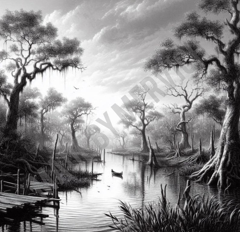 Rustic Louisiana Bayou Scene: Laser Engrave PNG (digital File) - Etsy