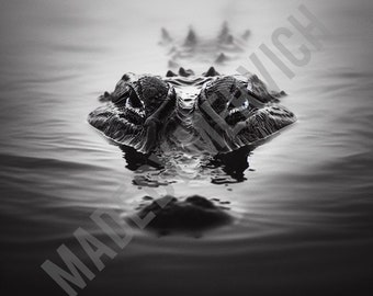 Laser Engrave PNG - Alligator Half Submerged / Laser Ready / PNG for Engraving /  PNG Burn / Laser Engrave Image / Digital File