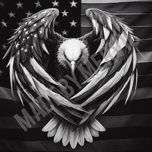 American Eagle with Flag - Laser Engrave PNG (Digital File)