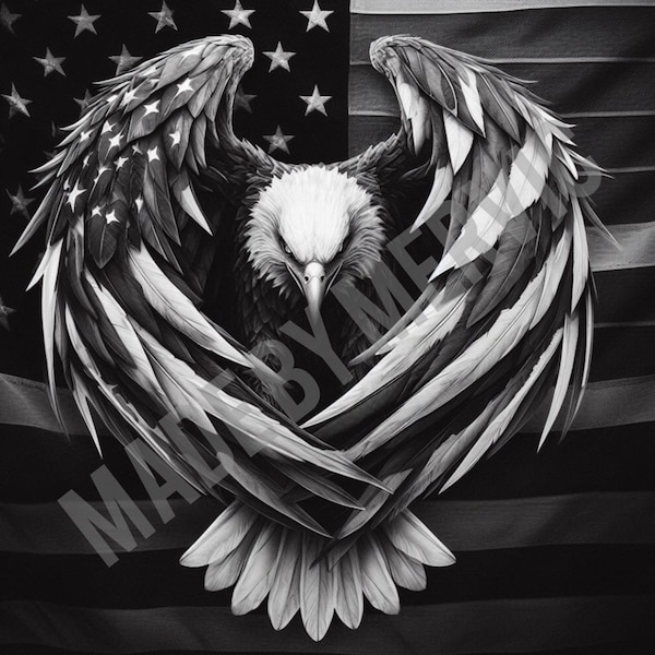 Laser Engrave PNG - American Eagle with Flag / Laser Ready / PNG for Engraving /  PNG / Laser Engrave Image / Digital / Laser Engrave File