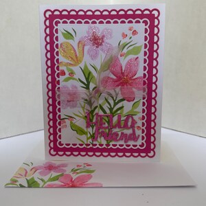 F03 (Tarjeta de felicitación hecha a mano Hola Amigo n.° 6 - Otoño - Saludo - Vacaciones - Regalo - Única - Floral - Flores - Bendiciones)