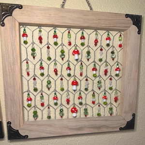 Red & White Mushroom Chicken Wire Sun Catcher