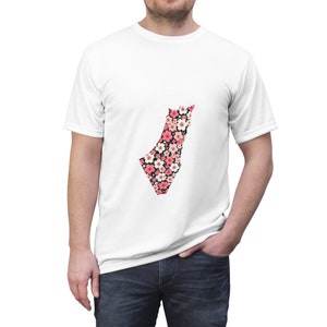 Blühender Frieden: Cherry Blossom Palestine Map Tee Unisex Cut & Sew Tee
