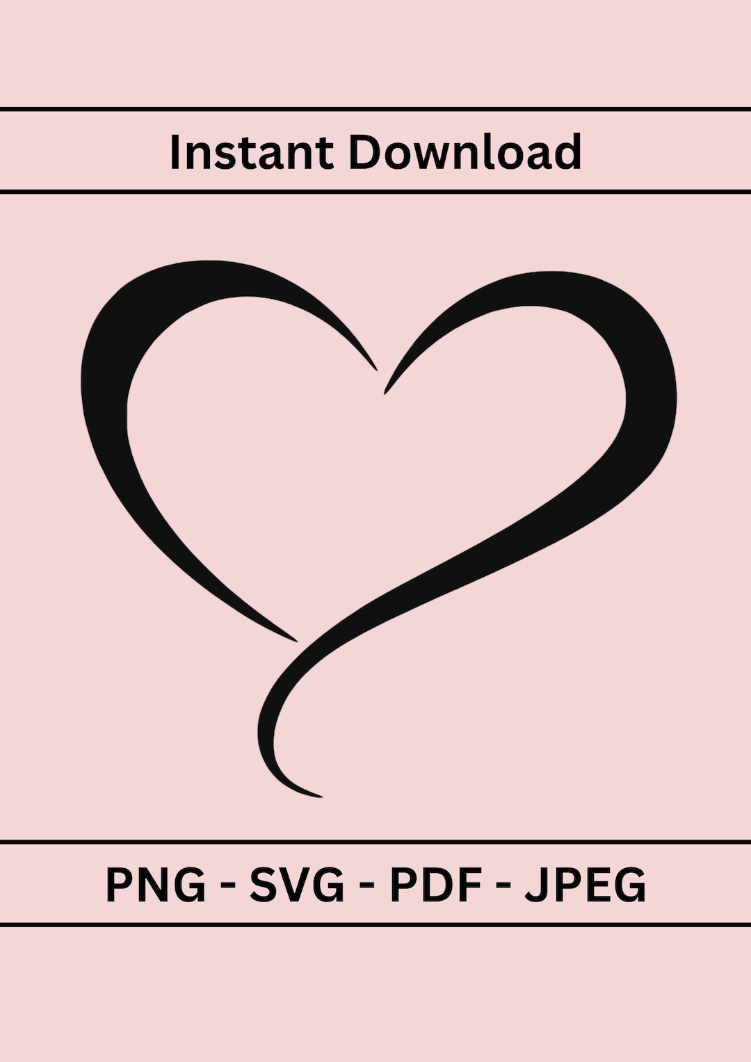 Heart Silhouette Digital File | PNG | SVG | PDF | Jpeg | Instant ...