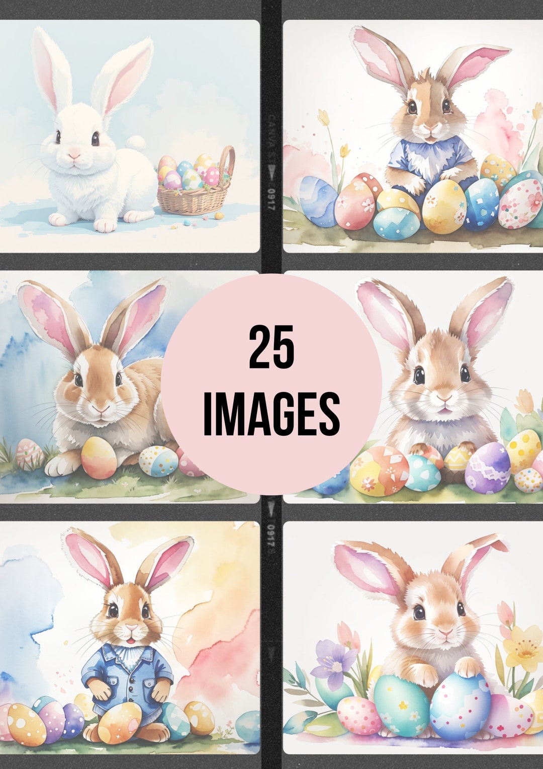 Easter Bunny Watercolor Bundle | 25 PNG Images | Cute | Print on Demand ...