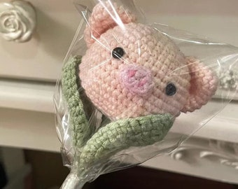 Cute Pink Pig Knitting Toys,Wool Knitting Flowers,Knitting Patterns