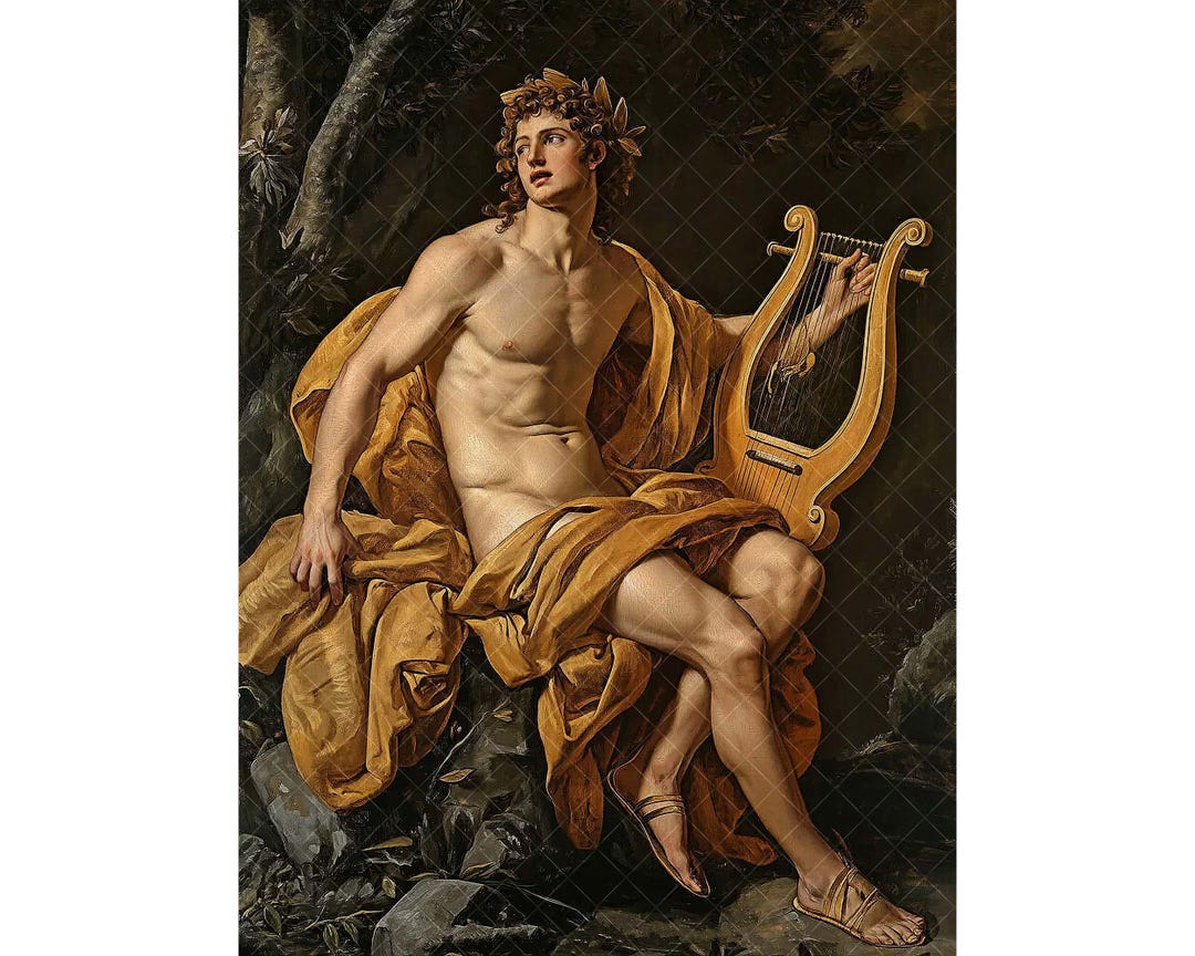 Apollowith Lyre by G. Reni, Greek God of Music Light, Greek Mythology ...