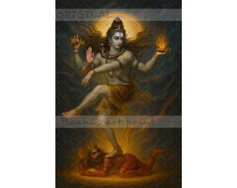 Natraj, Shiva the Cosmic dancer, Lord of the Dance, Indian Wall Art painting, Hindu God, Original Handmade, home decor, Diwali Gift