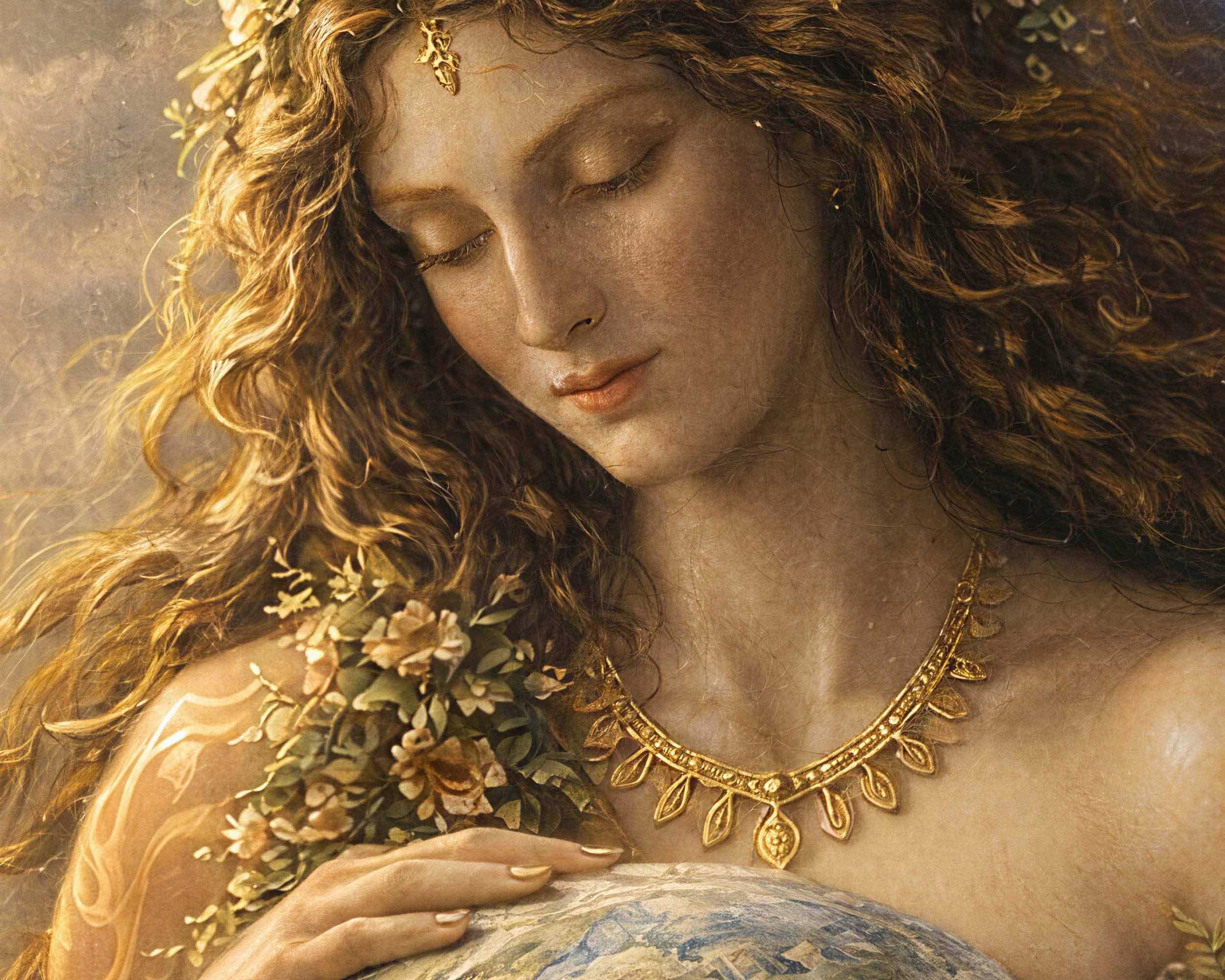 Gaia, Greek Goddess of Earth, Mother Nature Mythology Painting ...