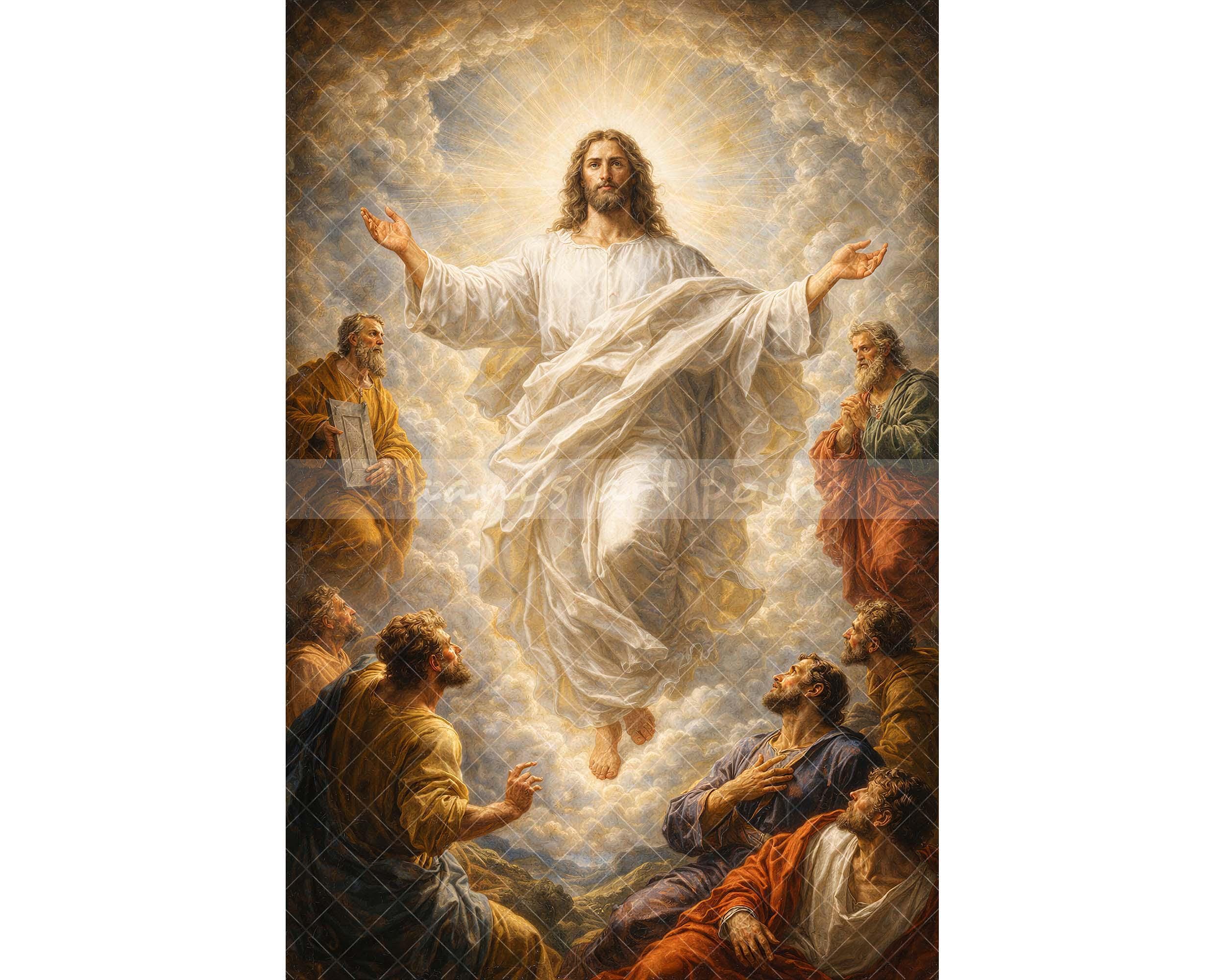 The Transfiguration of Jesus, Biblical Christian Painting, Sacred ...