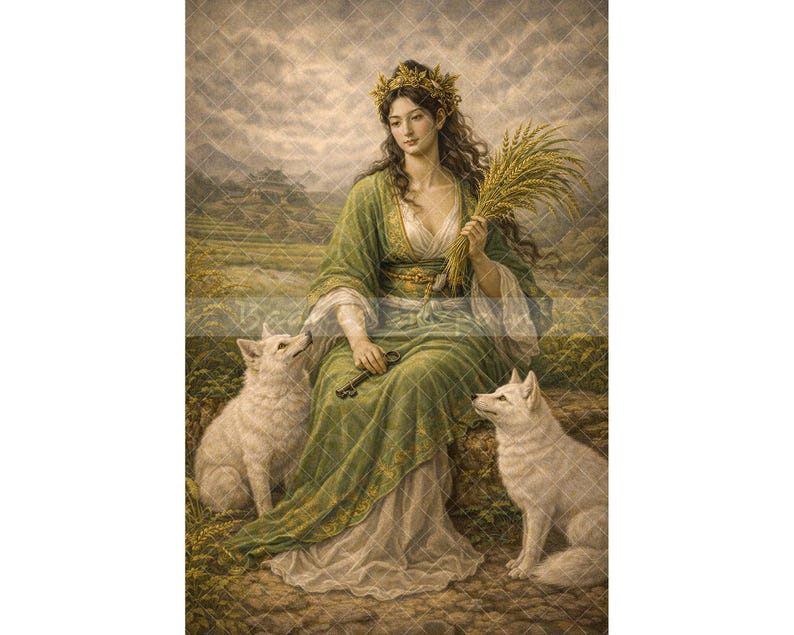Inari Ōkami, Japanese Harvest Deity, Shinto Rice Goddess Art, Mythology ...