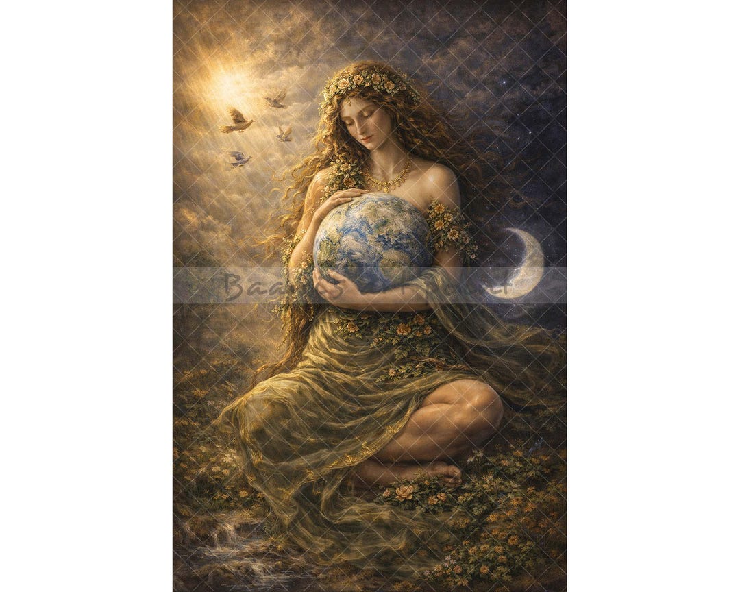 Gaia, Greek Goddess of Earth, Mother Nature Mythology Painting ...
