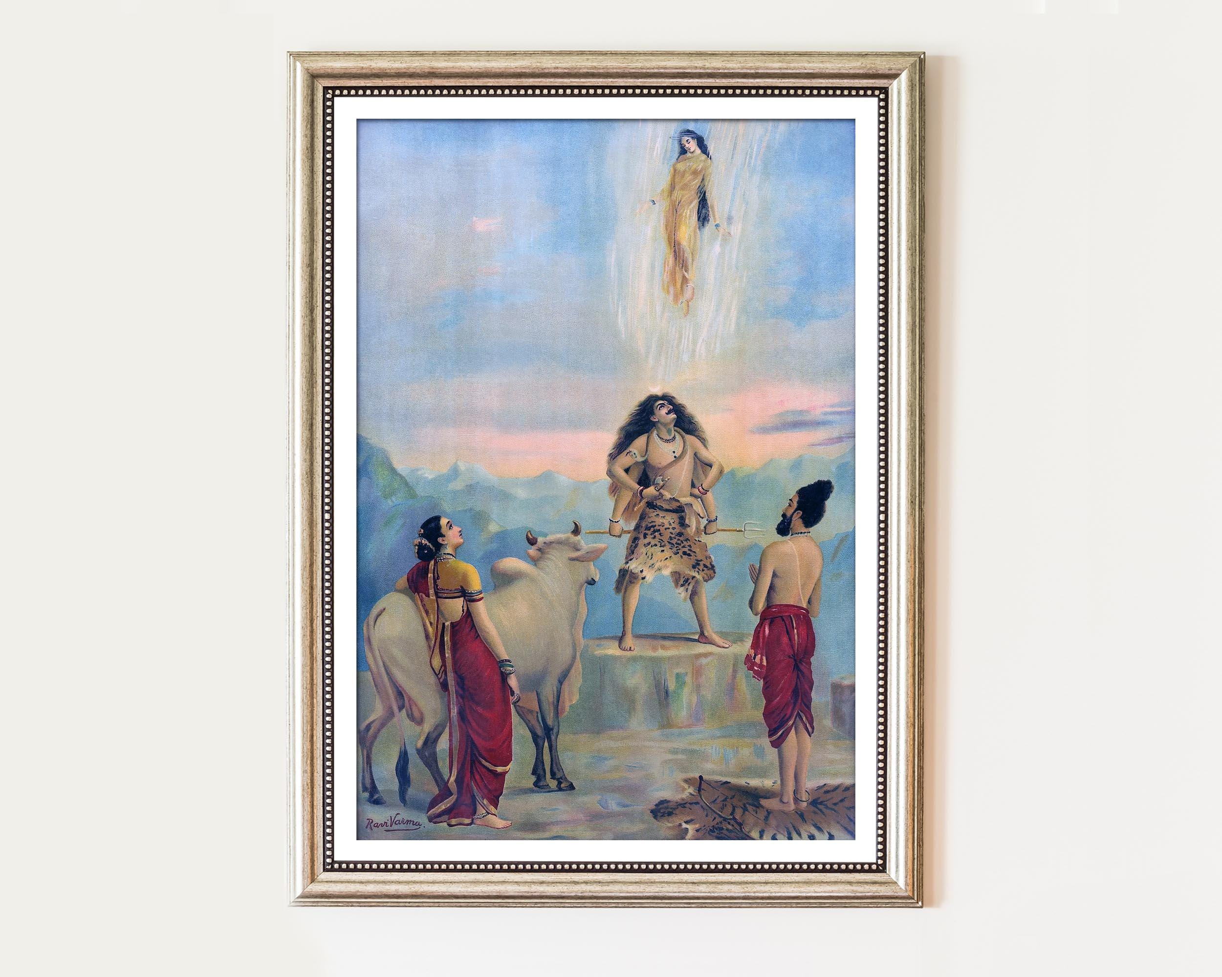 Raja Ravi Varma Lithograph Print, Gangavataran, Rare, Vintage, Size 36 ...