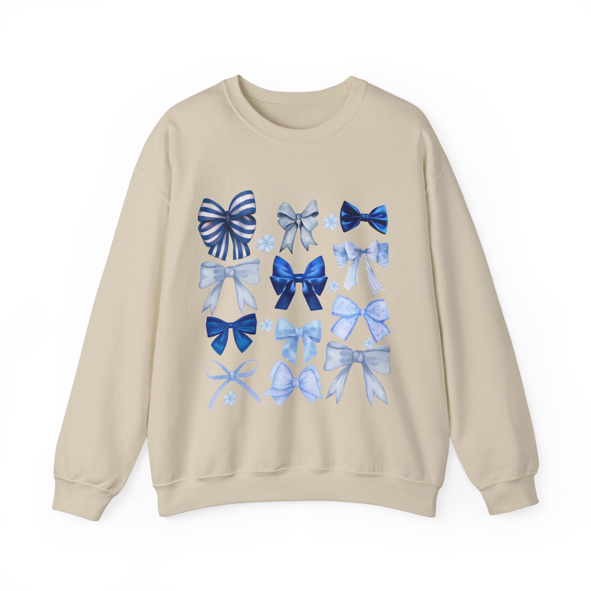 ◇PRENDA◇ RIBBON LOGO SALT WASHING SWEATSHIRT BLUE Bow Sweatshirt, Valentines Gift, Trendy Ribbon Crewneck