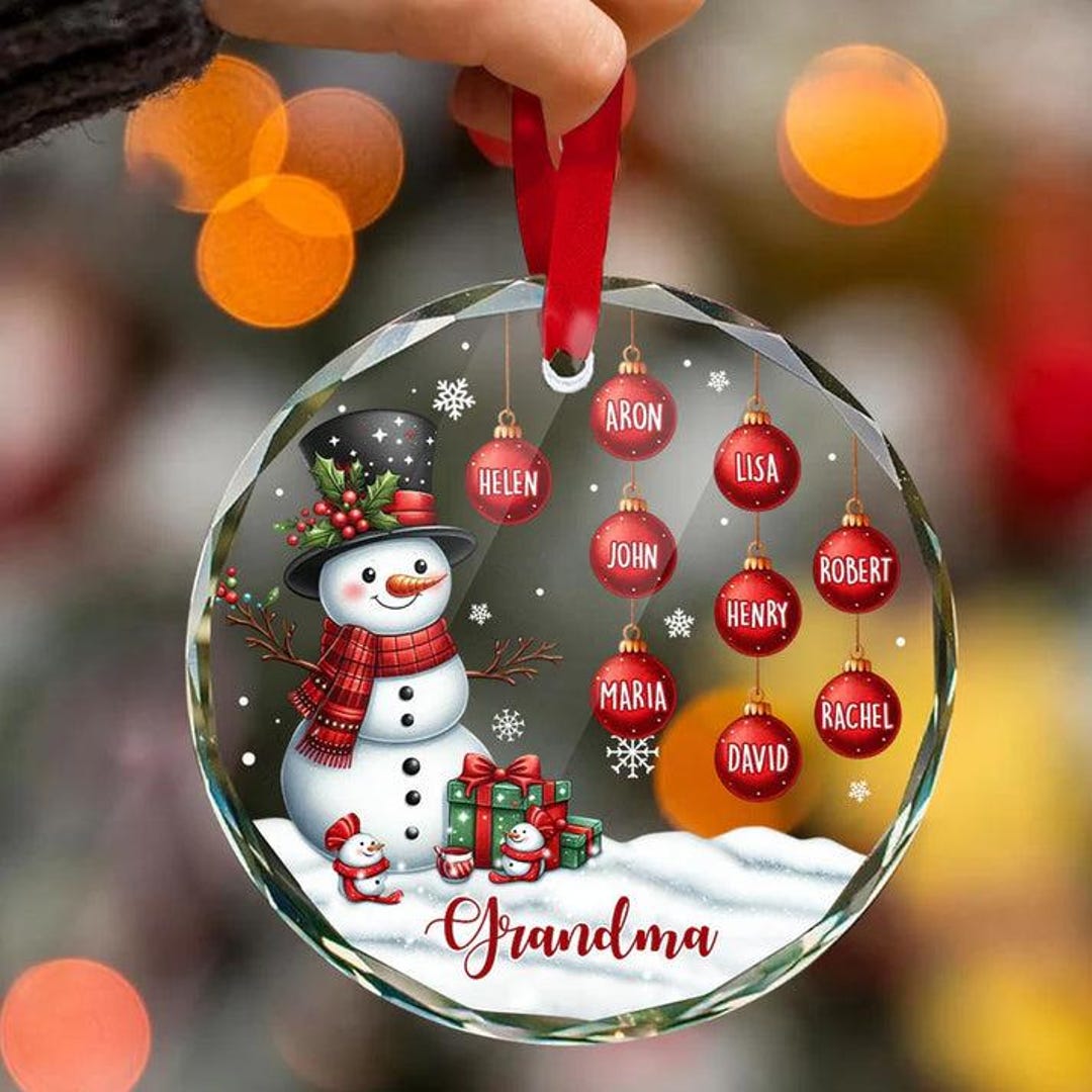 Custom Grandma Glass Ornament | Personalized Grandkids Name Christmas ...