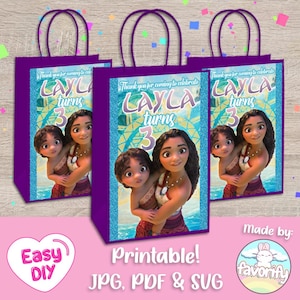Moana 2 Gift Bag Label - Simea - Moana Movie Birthday - Moana Party - Favor Bags - Gable Box - Digital File - Customizable (PDF, JPG & SVG)